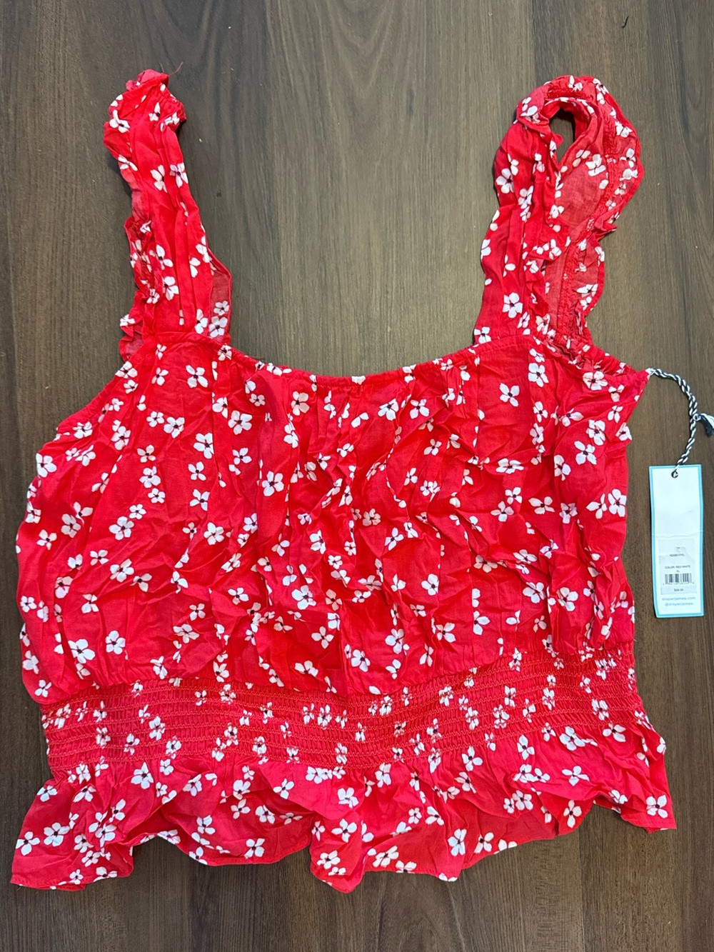 Draper James Red Floral Smocked Ruffle Camisole